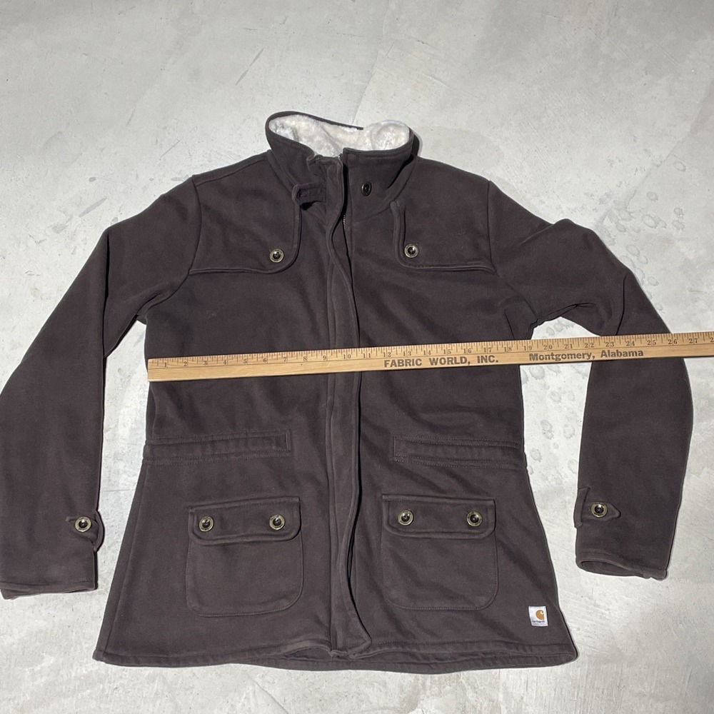 Carhartt Women's WK111 Sherpa Lined Collar Full Zip Jacket Brown SZ Large VTG - Picture 6 of 12
